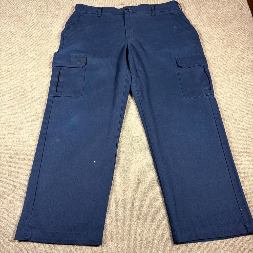Red Kap Cargo Pants Mens 38 Blue Cotton Straight Leg Tactical Workwear Utility